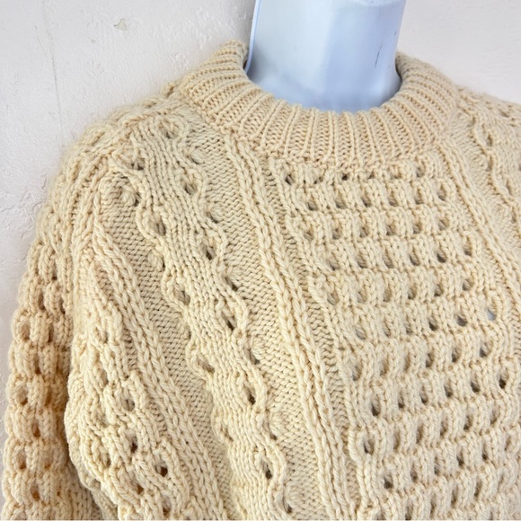John Malloy Irish Virgin Wool Fisherman Cable Knit Sweater S Cream Rory Gilmore - Picture 4 of 10